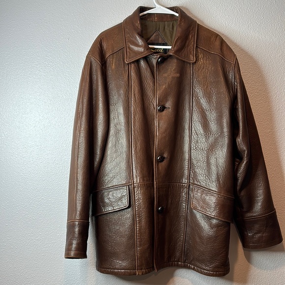 VINTAGE Reed Sportswear Men's Brown Leather jacket - Picture 1 of 11